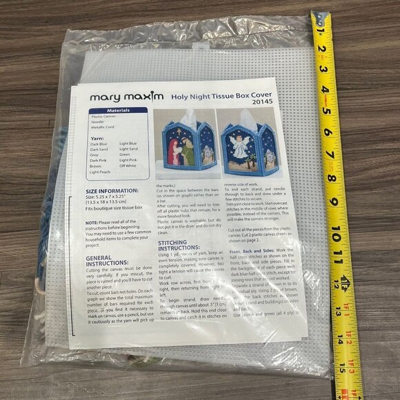 Mary Maxim Sealed Holy Night Nativity Tissue Box Cover Needlepoint Kit 20145 - Picture 10 of 11